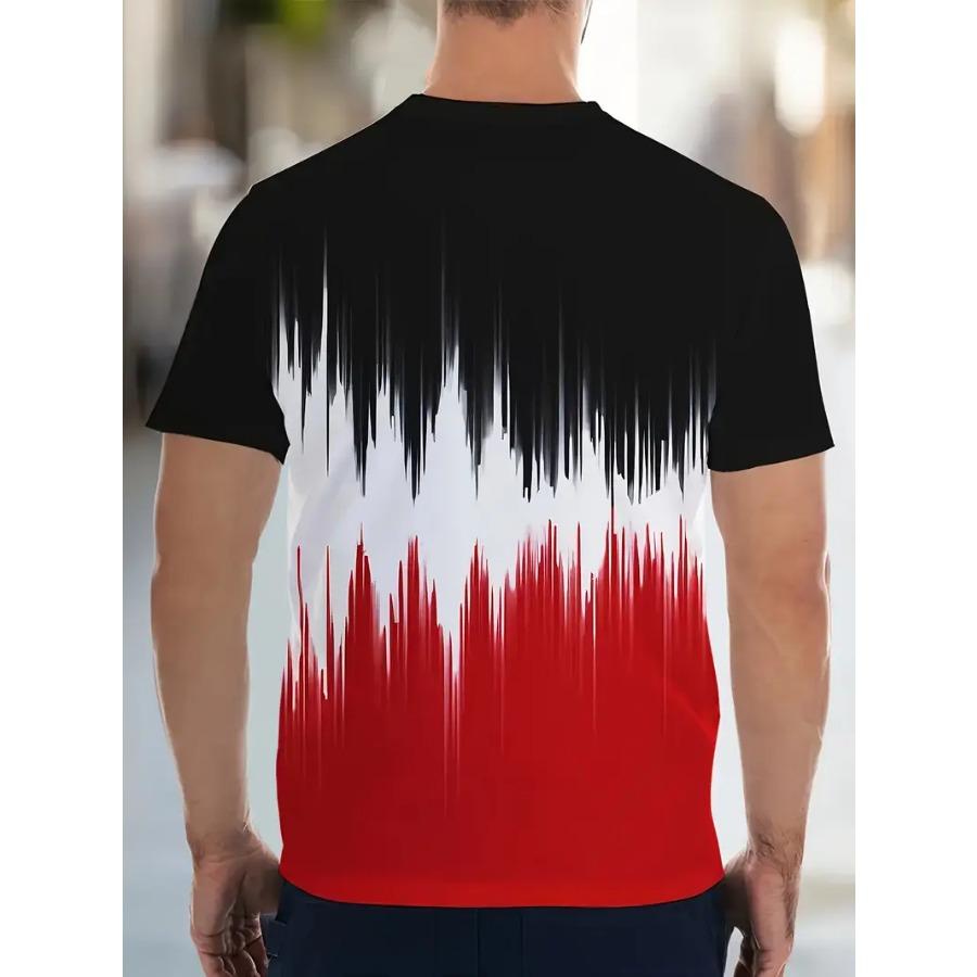 Gradient Color T-Shirt, Summer Men'S T-Shirt, Mountain Pattern, Men'S Crewneck Short-Sleeved Top Suitable for Outdoor Recreation