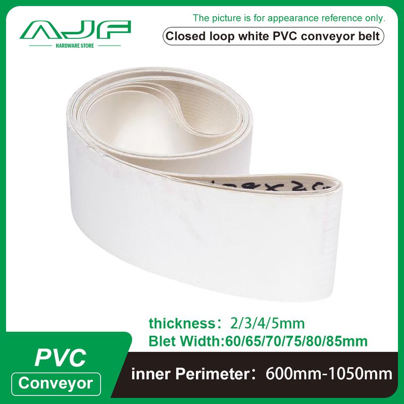 White PVC Industrial Transmission Conveyor Belt Perimeter:600mm-1050mm Belt Width: 60/65/70/75/80/85mm (Can Customized Size) 600mm