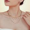 Natural Lapis Lazuli Handmade Beaded Collarbone Necklace, Double Layer Titanium Steel PVD Real Gold Plated Jewelry