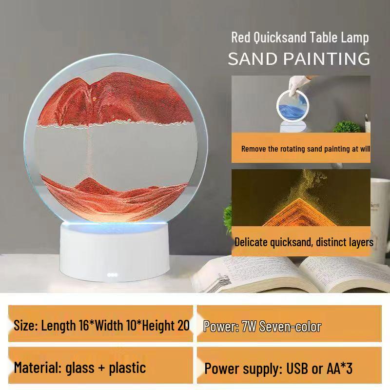 3D Flowing Sand Night Light - Artistic Desktop Decoration Lamp for Bedroom Ambiance