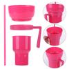 1000ml Popcorn Beverage Cup Multifunction Stadium Tumbler Snack Cup and Bowl Combo Leak-Proof with Straw & Handle for Kids Adult
