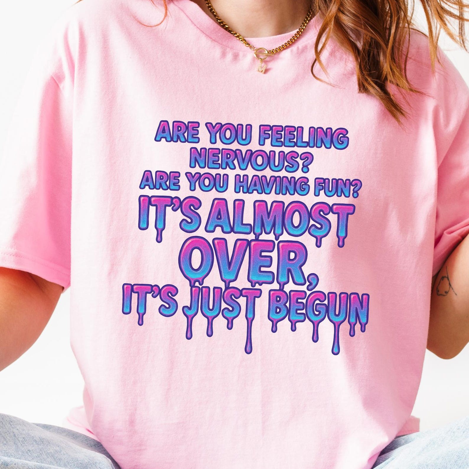 Bo Burnham Shirt: Vaporwave Drippy Text Tee -  Are You Feeling Nervous? 2XL
