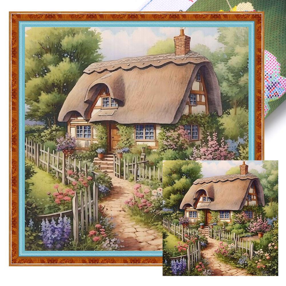 Scenery Printed Cross Stitch Kit 40x40cm DIY 11CT Embroidery Craft Set Decor