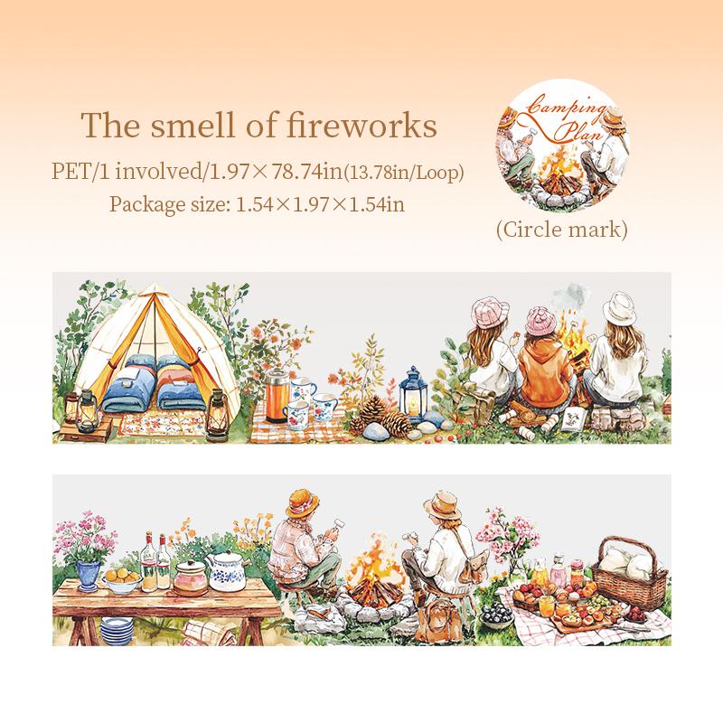 

1 Roll Nature Camping Theme Scenic PET Tape For Scrapbooking DIY Hand Account Collage Material Phone Case Notebook Decoration