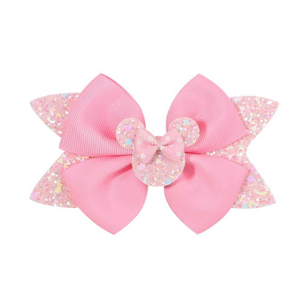 New Girl Headwear Mickey Mouse Hair Accessory Cute Girl Hair Clip Pink Polka Dot Bow Cartoon Hair Clip