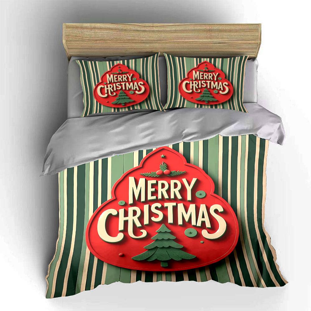 Merry Christmas Sign Set Bedding Duvet Cover Set Duvet Cover Pillowcases (1*Duvet Cover 2*Pillowcases, Without Duvet Insert)