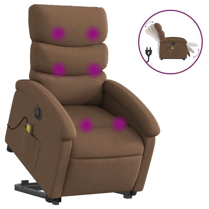 VidaXL Electric Massage Recliner Chair Brown Fabric 3204018