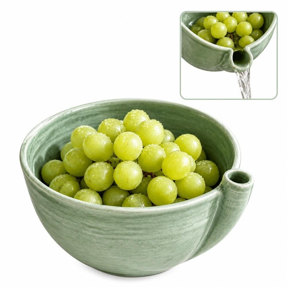 Exquisite Self Rinsing Fruit Colander Drain Holes Ceramic Washing Strainer Small Produce