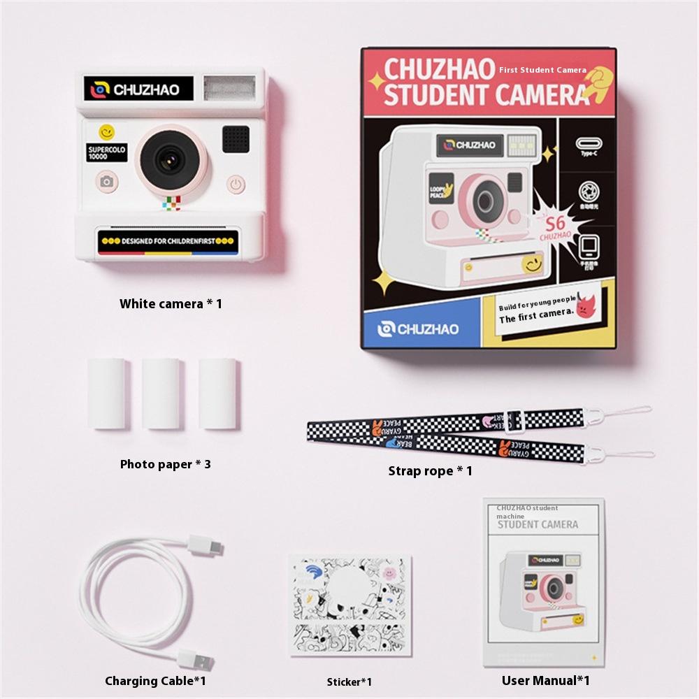 

HD Portable Retro Printing Camera Thermal Paper Instant Printing Outdoor Travel Video Photo Digital Camera with Wifi Function Add 8G Card білий