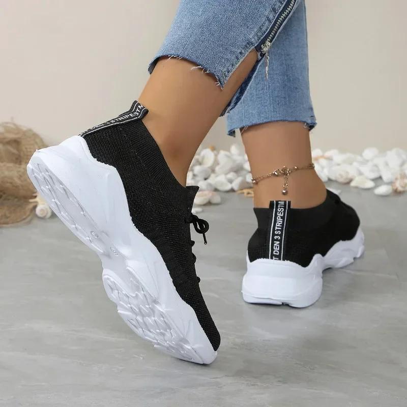 2025 Brand Women's Shoes Lace-up Women's Vulcanize Shoes Fashion Ladies Casual Shoes New Round Toe Light Solid Mesh Sneakers