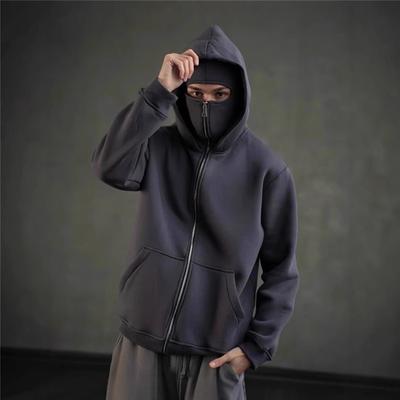 Sweat à capuche Balaclava zippé intégral pour homme Style Hip Hop Décontracté Veste pour l'extérieur