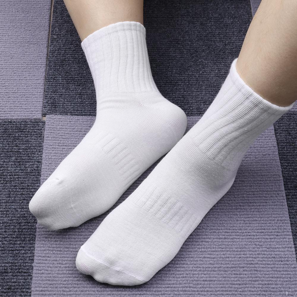 Soft Cotton Socks Men Women Solid Black White Breathable High Quality Sport Socks Spring Summer Male's Business Mid-tube Sock