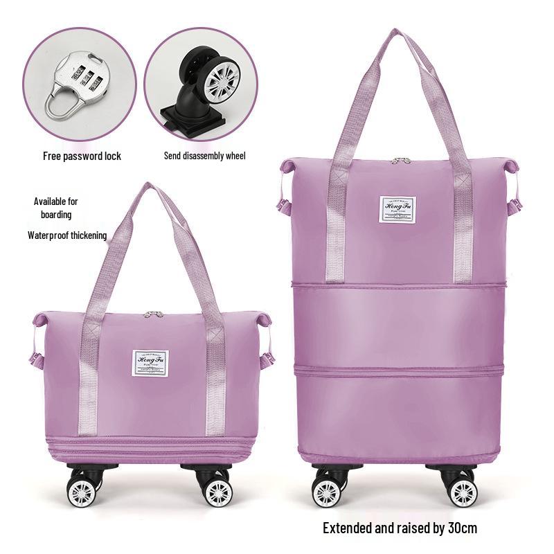 XL Expandable Rolling Travel Bag with Quick Release Wheels for College Students