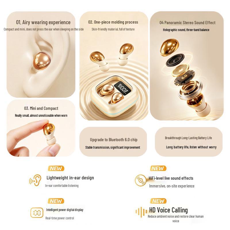 Mini Invisible Noise-Cancelling Sleep Earbuds B51 – Ultra-Small, Long Battery, High Sound Quality, Comfortable for Extended Wear
