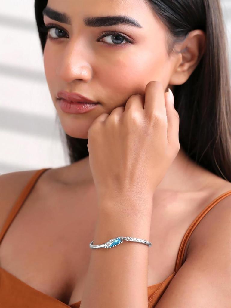 Armband für Frauen und Mädchen Blaue Kristallarmbänder für Frauen | Silberfarbenes blaues Kristallarmband für Mädchen | Geburtstagsgeschenk