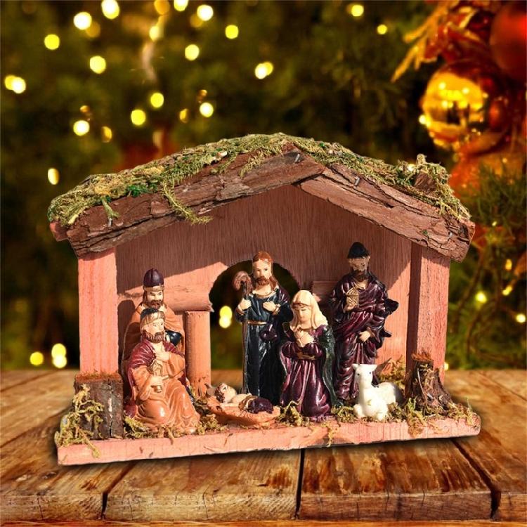 Set Presepio in Resina Statua della Natività Decorazione Natalizia per Decorazione della Casa