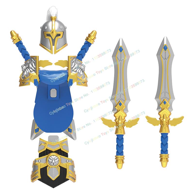 DT017 Chevaliers d'or Médiévaux Soldats en armure lourde Figurines Accessoires Blocs de construction Jouets pour enfants cadeaux