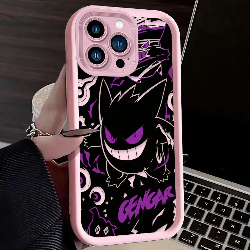 

P-Pokemon Dark Gengar Phone Case For iPhone 17 Air 16 16E 15 14 13 12 11 Pro Max X XS X S Max XR SE 2020 SE4 7 8 Silicone Cover For iPhone 17 ProMax