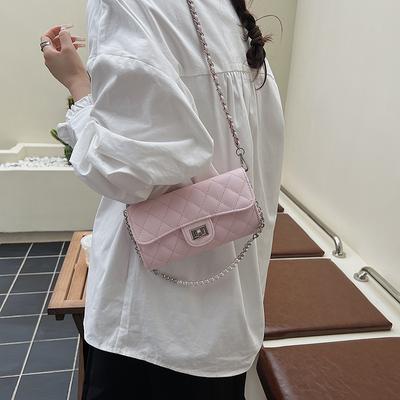 Summer New Niche High-end Fashion Diamond Chain Bag Oblique Span Bag Pearl Chain Bag Women