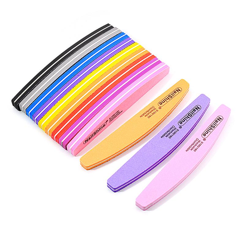 Nail Salon High-Elastic Half-Moon Sanding and Shaping Multi-Color Sponge Nail File