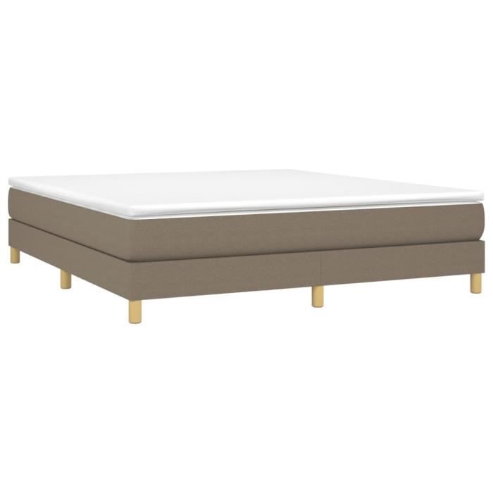 3144187 vidaXL Lit à sommier tapissier avec matelas Taupe 160x200 cm Tissu