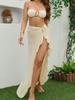 2025 European & American Style Bikini: Sexy Three-Piece Set with Bandeau, Slit Long Dress, and Swimwear for Women