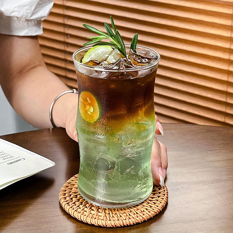 High-Value Single-Layer Cup, Simple Household Bamboo Cup, High Borosilicate Glass Beverage Cup, High Temperature Resistant Thickened Glass