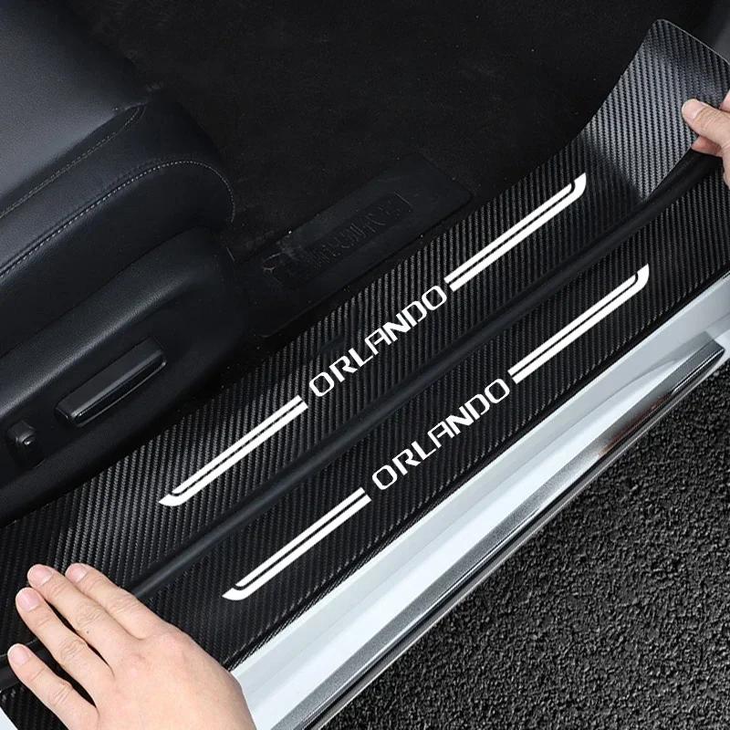 Car Door Sill Protector Stickers Front Rear Threshold Decals For Chevrolet ORLANDO Rear Trunk Bumper Anti-Scratch Accessories