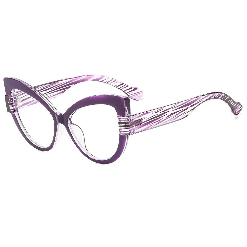 1Pc Fashionable Reading Glasses With Contrasting Colors And Cat Eyes Casual And Versatile Anti Blue Light Glasses