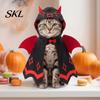 Bezstresowe Ubranka dla Zwierząt Halloweenowa Peleryna Nietoperz dla Kota, Urocza Peleryna Diabełka ze Skrzydłami, Kostium z Kapturem Świąteczny dla Kotów Małych Psów Cosplay Impreza Wygodny