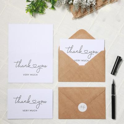 1 Set/30 Stück Handgeschriebener Kraftpapierumschlag Dankeschön Dankeskarte passendes Siegelaufkleber-Set Karte