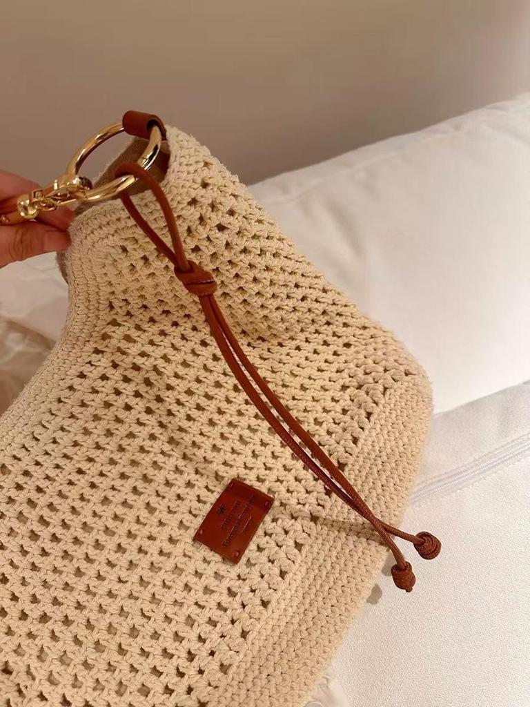 Women's Large Capacity Woven Tote Bag - Spring/Summer Vacation Style, Single Shoulder/Crossbody Straw Bag