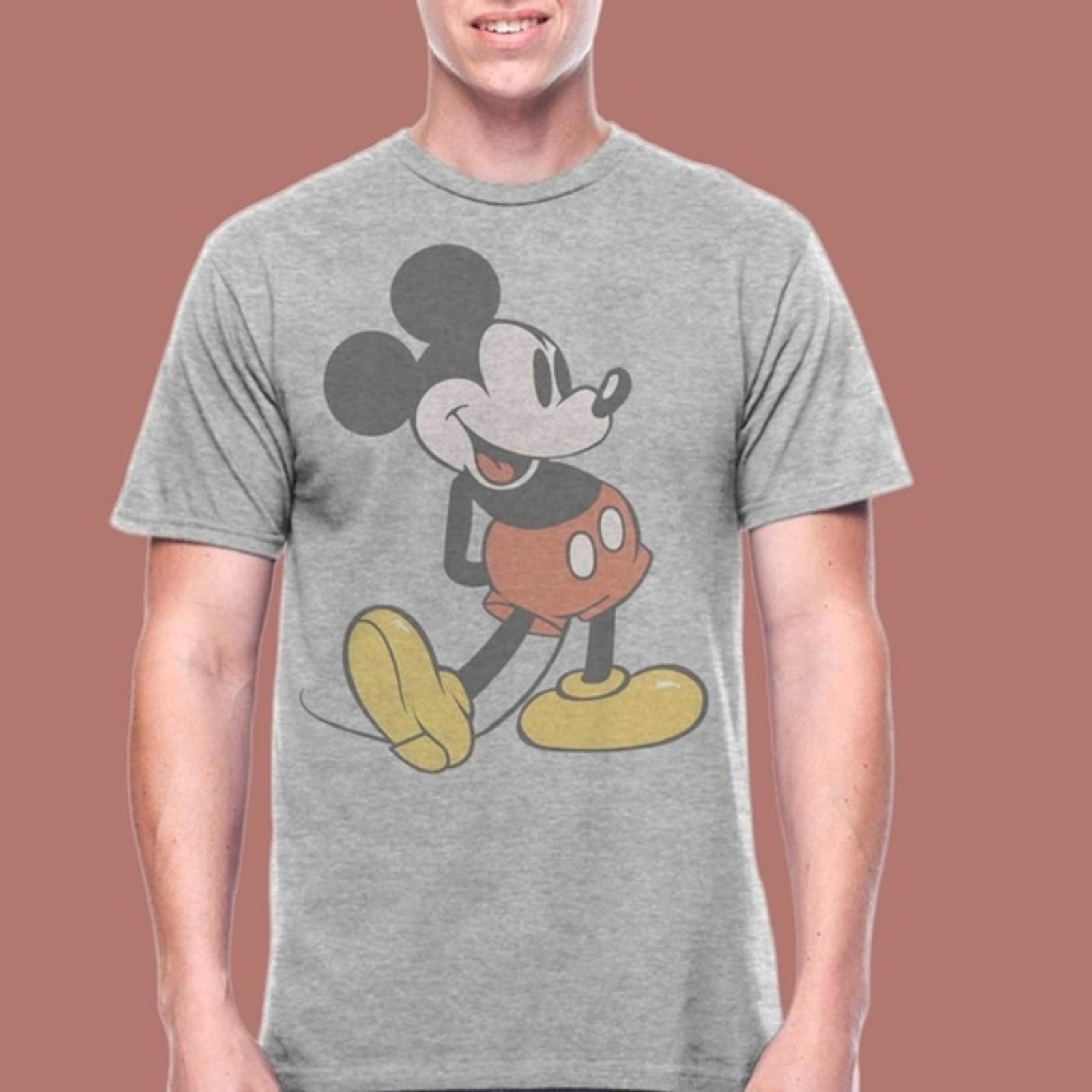 Disney Classic Giant Mickey Mouse Pose Charcoal Snow Heather Tee. NWT. Medium. S