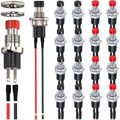 10 Stück 7mm Mini Runde Drucktaster 1A 250V AC 2 Pins SPST Ein Aus Momenttaster mit vorverlöteten Drähten