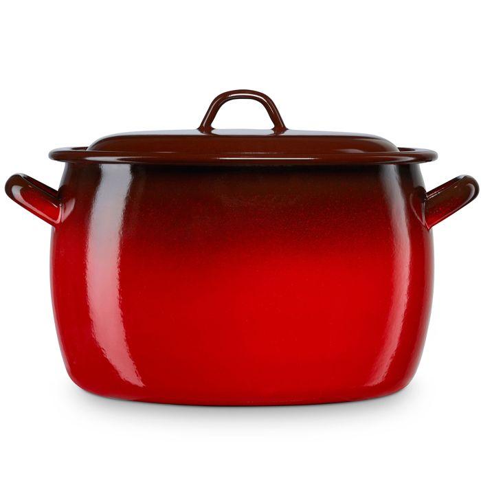 Faitout à Induction 20cm, Marmite 5L avec Couvercle Acier Émaillé Tous Feux Briebe Ignea Rouge 03264