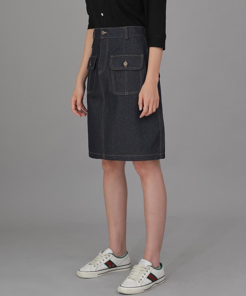 Seinteukeulu Fb Cover Pocket Elastic Skirt Fcm-1307 Indigo Denim Brs