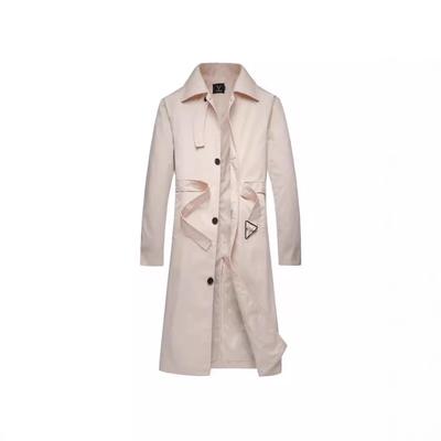 2025 Autumn New Fashion Men's Mid-length Windbreaker Long Cotton Solid Color Lapel Coat