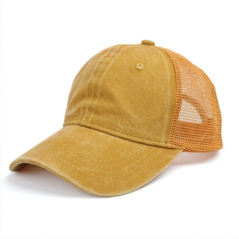 Unisex Washed Cotton Baseball Cap Vintage Solid Color Adjustable Casual Mesh Truck Caps Men Women Summer Outdoor Streetwear Hat