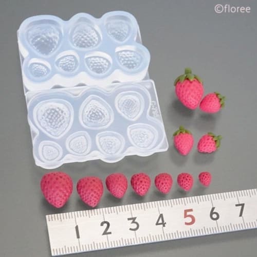 Kamejima Shoten Soft Mold, Round Strawberry, Double-Sided, Small, Hobby Tool C-795