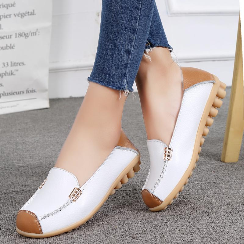 

Doudou shoes spring new leather surface beef tendon soft sole spring and autumn lazy shoes 35 белый