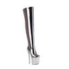 Sexy Women Over The Knee Boots 20cm Girls High Heel Pole Dance Shoes Triple Pleated Patent Leather Motorcycle Round Toe Zip Shoes Plus Size