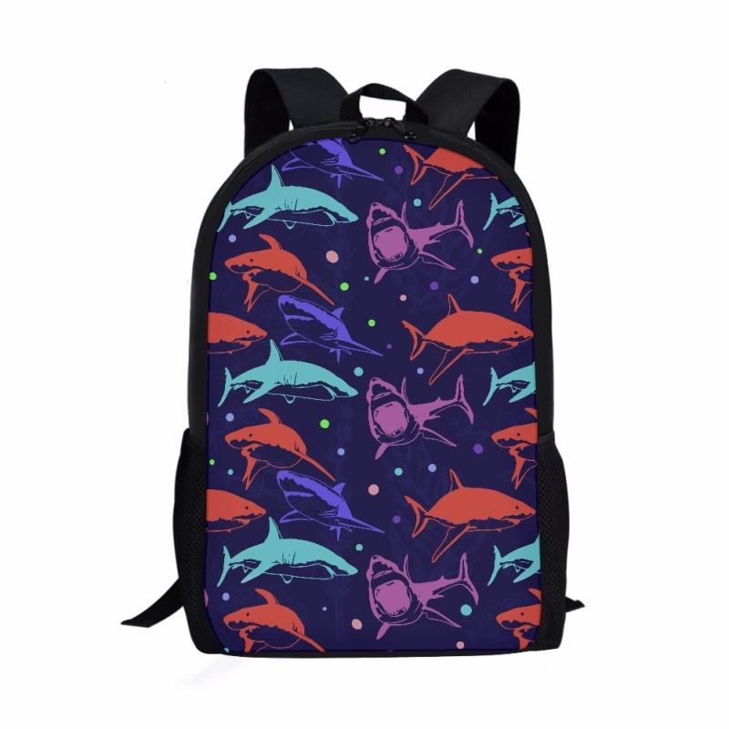 Ocean Sharks Pattern Print Students School Bag Boys Girls Kids Book Bag Daily Casual Storage Backpack Teenager Travel Rucksack