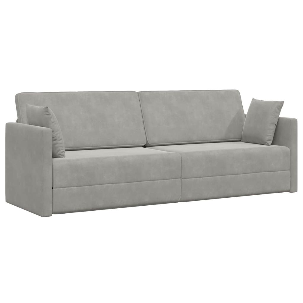 Floor Sofa Bed Light Grey 213 X 70 X 77 Cm Velvet