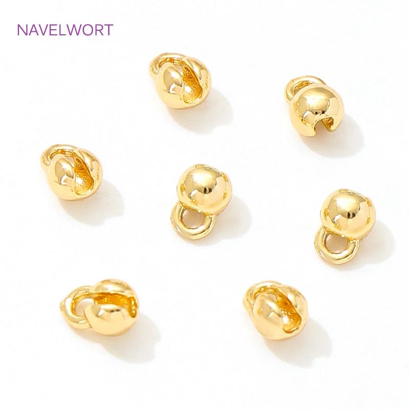 18K Gold Plated Brass End Caps For Jewelry Crimp Beads Cover Findings For DIY Bracelet Making Accessories,Jewelry Materials