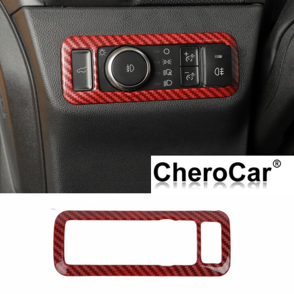 Red Carbon Fiber Head Light Switch Cover Trim for Ford Bronco Sport -2025