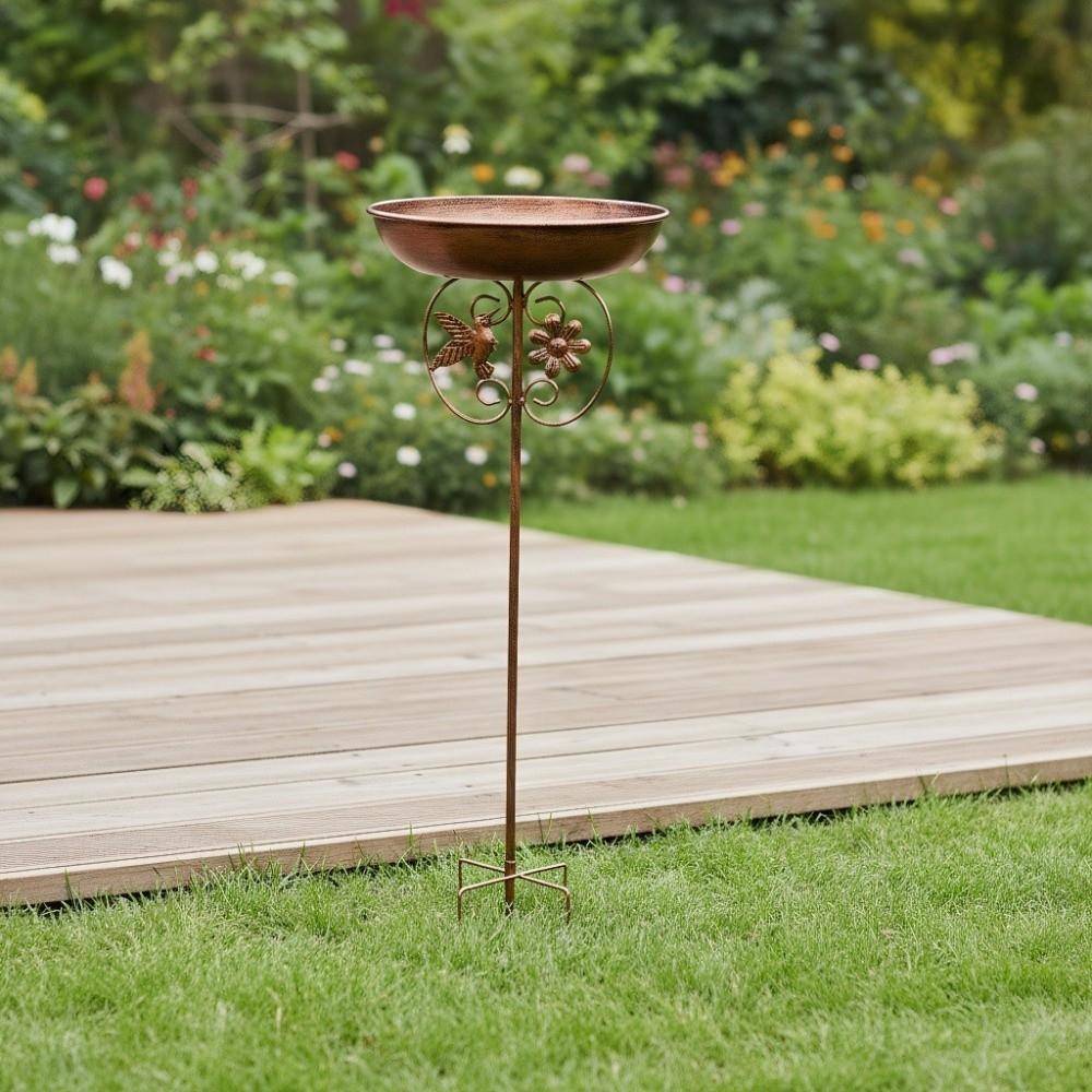 Cast Iron Outdoor Bird Bath Five Prongs Base Rust Resistant Bird Drinking Station Heavy Duty Tipping Eve Feeding Stations Lawn