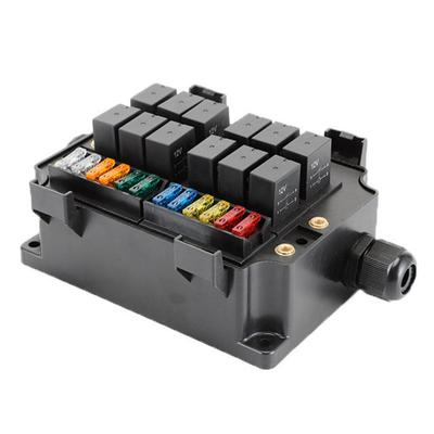12V 12-Way Fuse Relay Box with 5-Pin 40A Relays and Fuses For Car Truck