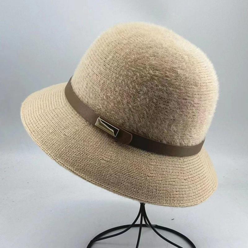 Autumn and Winter Hat Women's High-end Sense Small Square Belt Dome Fashion Versatile Beach Top Hat Bucket Hat