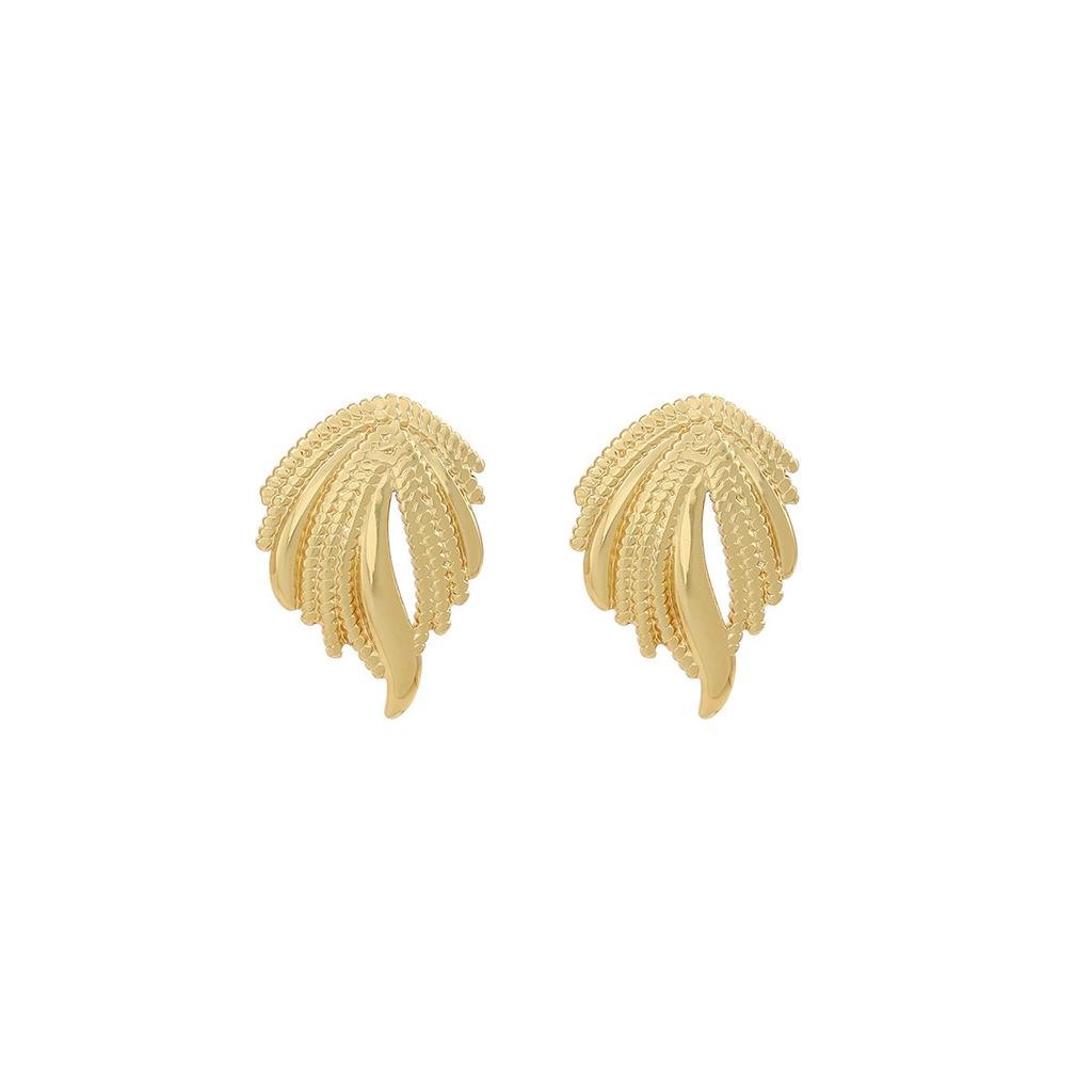Love Flower Pleated Creative Earrings Women'S Retro Light Luxury High-End Bow Simple Stud Earrings