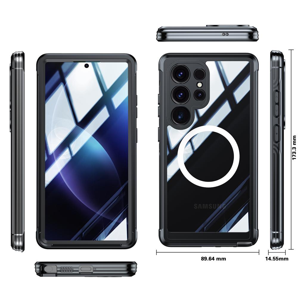 

Tempered Glass Dual Layer Protection Phone Case For Samsung Galaxy S25 Ultra S24 Plus S23FE A55 A16 Clear Wireless Charging Case Samsung S25 Ultra чёрный